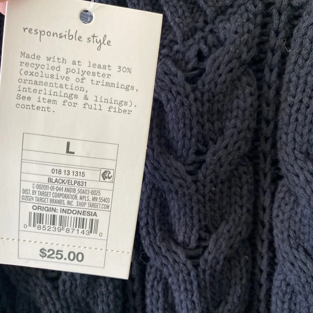 A New Day Women's Sleeveless Cable-Knit Sweater.‎ Size L Black NWT - Picture 5 of 7